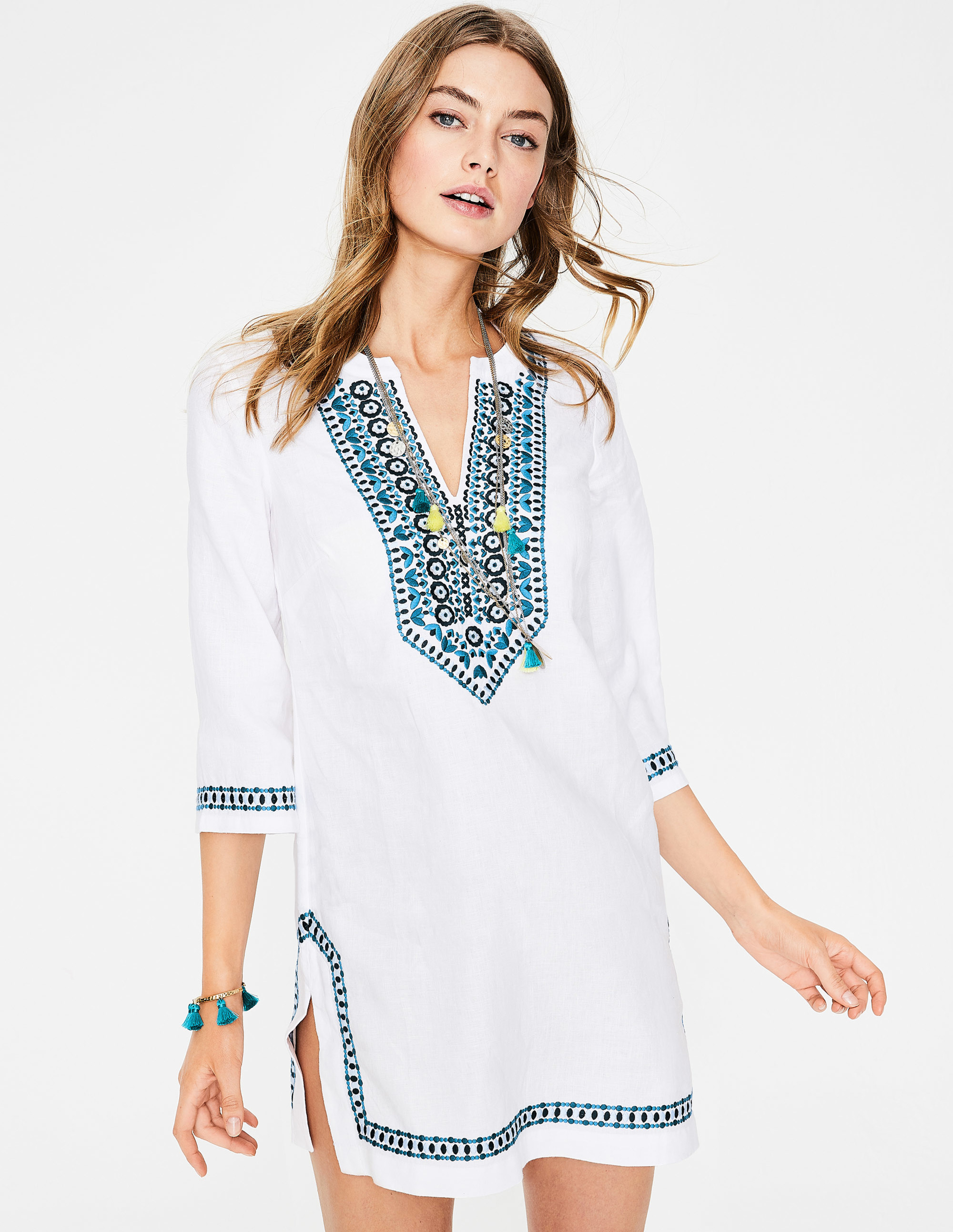 F4752 Skye Embroidered Linen Kaftan